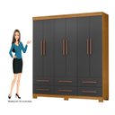 Ver imagem 5 de Guarda-Roupa Casal 6 Portas 6 Gavetas com Pés Milano Cinza/Carvalho Americano/Grafite