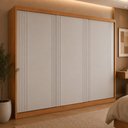 Ver imagem 1 de Guarda-Roupa Casal 100% MDF com 3 Portas de Correr e 2 Gavetas 182cm Multimóveis CR35534 Madeirado/