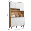 Ver imagem 3 de Armário de Cozinha Compacta 6 Portas 1 Gaveta Marcia Multiuso Ajl Móveis:amendoa Branco