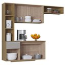 Ver imagem 3 de Cozinha Suspensa com Balcão Mel 163 Cm Damasco Ripado Off White- Poquema