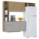 Ver imagem 1 de Cozinha Suspensa com Balcão Mel 163 Cm Damasco Ripado Off White- Poquema