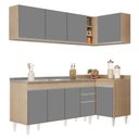 Ver imagem 1 de Armário de Cozinha Modulado de Canto Esquerdo 4 Peças Cp51 com Pia Inox Castanho/cinza - Lumil Lumil