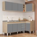 Ver imagem 2 de Armário de Cozinha Modulado de Canto Esquerdo 4 Peças Cp51 com Pia Inox Castanho/cinza - Lumil Lumil