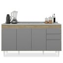 Ver imagem 7 de Armário de Cozinha Modulado de Canto Esquerdo 4 Peças Cp51 com Pia Inox Castanho/cinza - Lumil Lumil