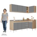 Ver imagem 5 de Armário de Cozinha Modulado de Canto Esquerdo 4 Peças Cp51 com Pia Inox Castanho/cinza - Lumil Lumil