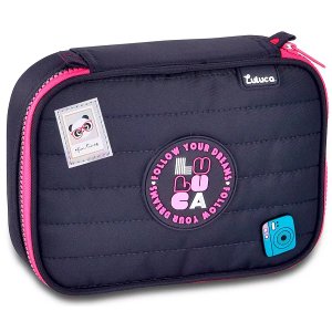 Estojo Box Luluca Escolar Porta Lapis Elastico Clio Style Lu24640 Preto