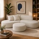 Ver imagem 1 de Sofá e Puff Orgânico Virginia 200cm Sala Suede: Bege