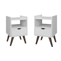Kit Mesa de Cabeceira Quarto Casal Estilo Retro Alice:branco - 1