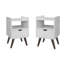 Ver imagem 1 de Kit Mesa de Cabeceira Quarto Casal Estilo Retro Alice:branco