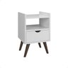 Kit Mesa de Cabeceira Quarto Casal Estilo Retro Alice:branco - 2