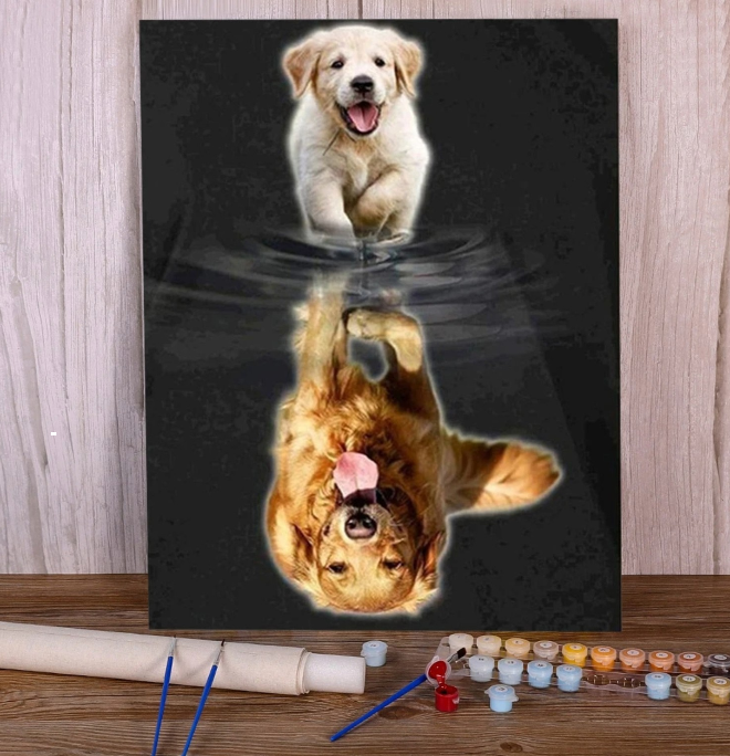 Kit Pintura Terapêutica Numerada Golden Retriver Cachorro Cão Pet