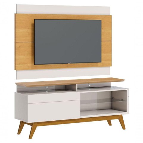 Rack com Painel Classic +1g 1.4 Nature com Off White - Imcal Móveis