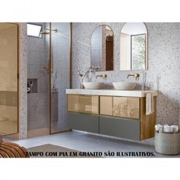 Conjunto 02 Balcoes Para Banheiro Cj14 Carvalho Rust Chumbo - 8