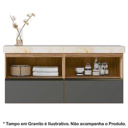 Conjunto 02 Balcoes Para Banheiro Cj14 Carvalho Rust Chumbo - 10