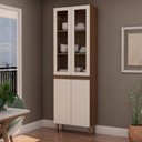 Ver imagem 3 de Armário de Cozinha Paneleiro 4 Portas Vidro Ébano Fosco Off White Fosco