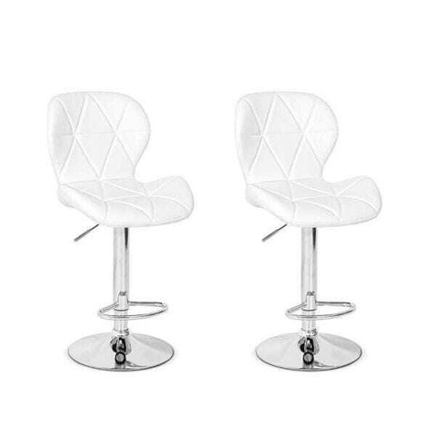 Conjunto 02 Banquetas Slim Couro Pu Regulagem de Altura - Branca Branco