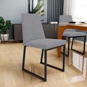 Ver imagem 3 de Kit 02 Cadeiras para Sala de Jantar Base Aço Industrial Preto Dafne L02 Suede Cinza - lyam decor