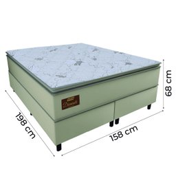 Cama Box Casal Queen Colchão Molas Ensacadas Pillow Top Diamante 158x198x68cm Branco / Bege Gazin - 3