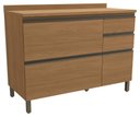 Ver imagem 1 de Armário de Cozinha Balcão 1 Porta e 4 Gavetas 120cm com Tampo e Pés G746 Maxxi Canela Kappesberg
