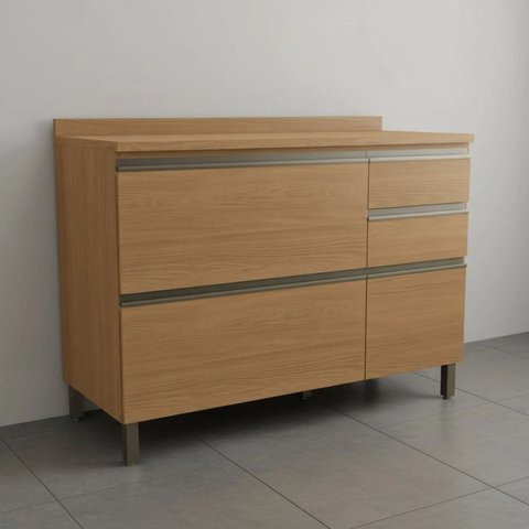 Balcão de Cozinha 1 Porta e 4 Gavetas 120cm com Tampo e Pés Maxxi Kappesberg