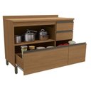 Ver imagem 5 de Armário de Cozinha Balcão 1 Porta e 4 Gavetas 120cm com Tampo e Pés G746 Maxxi Canela Kappesberg