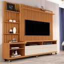 Ver imagem 1 de Estante Home para Tv até 60 Polegadas Nobre 180cm Nature com Offwhite - Rede Móveis