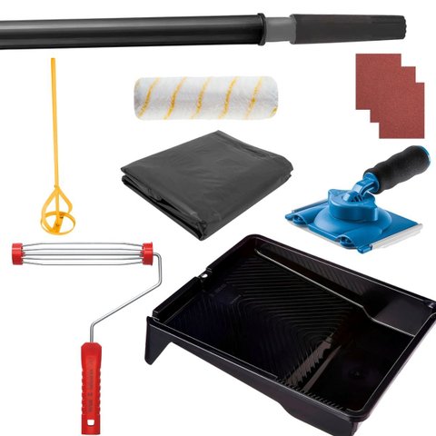 Pad Acabamento+ Bandeja 2,7l + Cabo Extensor 1,28m + Rolo 23cm Antirespingo + Suporte Garfo 23cm