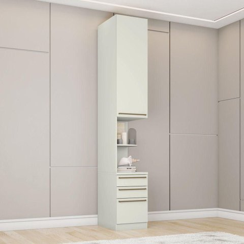 Mesa de Cabeceira Bellagio 3 Gavetas MDF-MDP Moderno Bege Casa 812