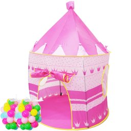 Barraca Infantil Toca Dobrável Castelo 100 Bolinhas Menina Cabana Tenda Rosa Brinqway BW-068RS - 1
