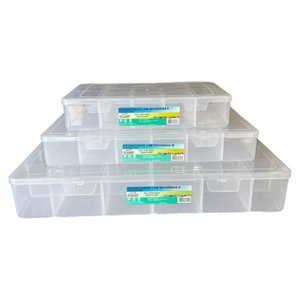 Kit Caixa Organizadora 3 Peças Transparente com Divisórias