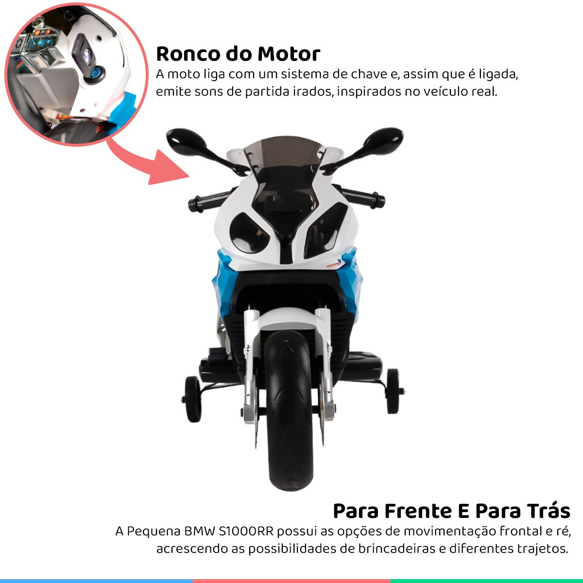 Moto Elétrica Infantil BMW S1000RR 12V De 3 Anos Até 25Kg Vermelho  Importway - Baby&Kids