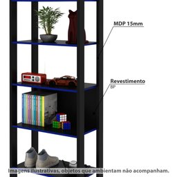 Estante Gamer com 5 Prateleiras - Preto/Azul - 2