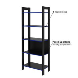 Estante Gamer com 5 Prateleiras - Preto/Azul - 3