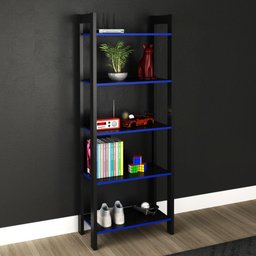 Estante Gamer com 5 Prateleiras - Preto/Azul - 1