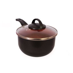 Panela Antiaderente 20 Cm com Tampa de Vidro Preto e Cobre - 3