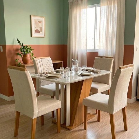 Conjunto Mesa de Jantar com 4 Cadeiras Estofadas 120x78x80cm