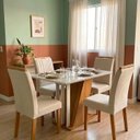 Ver imagem 1 de Conjunto Mesa de Jantar com 4 Cadeiras Estofadas 120x78x80cm