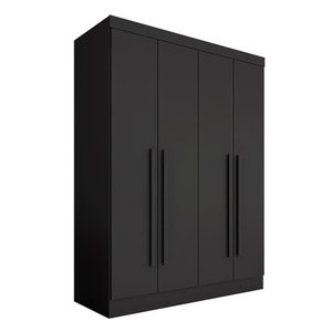 Guarda Roupa 4 Portas Solteiro Mayra Preto - Móveis Arapongas Preto Fosco