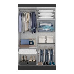 Guarda Roupa 4 Portas Solteiro Mayra Preto - Móveis Arapongas Preto Fosco - 3