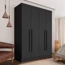 Ver imagem 1 de Guarda Roupa 4 Portas Solteiro Mayra Preto - Móveis Arapongas Preto Fosco