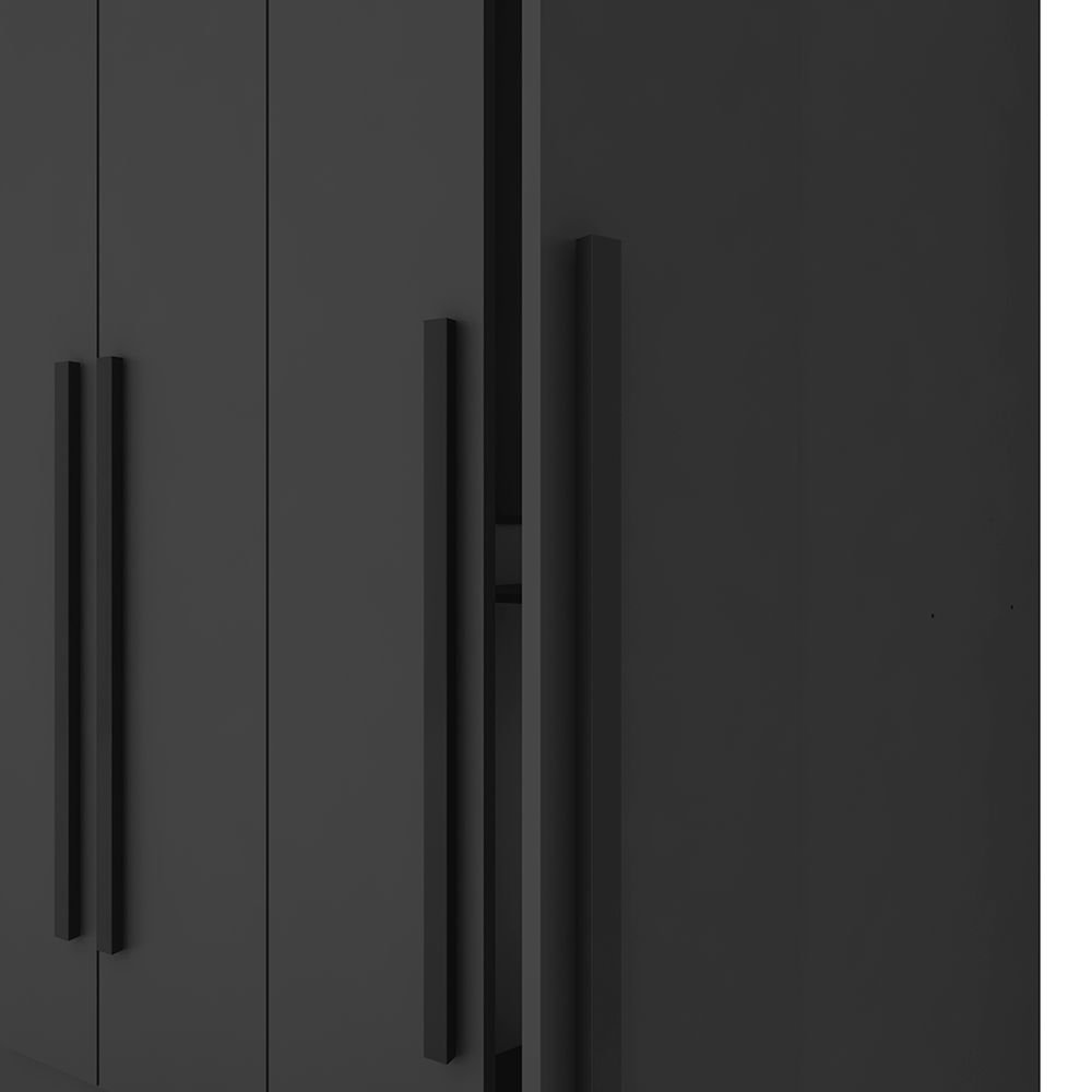 Guarda Roupa 4 Portas Solteiro Mayra Preto - Móveis Arapongas Preto Fosco - 4