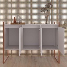 Balcão Buffet Aparador Industrial 3 Portas - Branco/cobre - 5