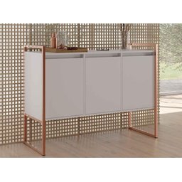 Balcão Buffet Aparador Industrial 3 Portas - Branco/cobre - 4