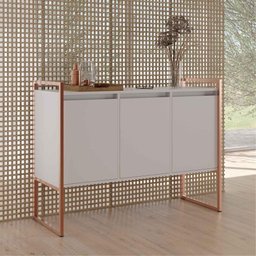 Balcão Buffet Aparador Industrial 3 Portas - Branco/cobre - 1