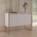 Ver imagem 1 de Balcão Buffet Aparador Industrial 3 Portas - Branco/cobre