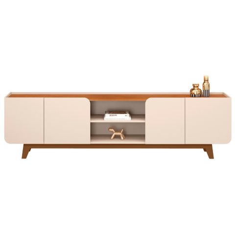 Rack para Sala Bancada de Tv 75 Pol 220cm com Led Collie D04 Off White/freijó - Mpozenato