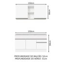 Ver imagem 3 de Cozinha Compacta Madesa Glamy 150001 com Armário e Balcão (Com Tampo) Branco Cor:Branco