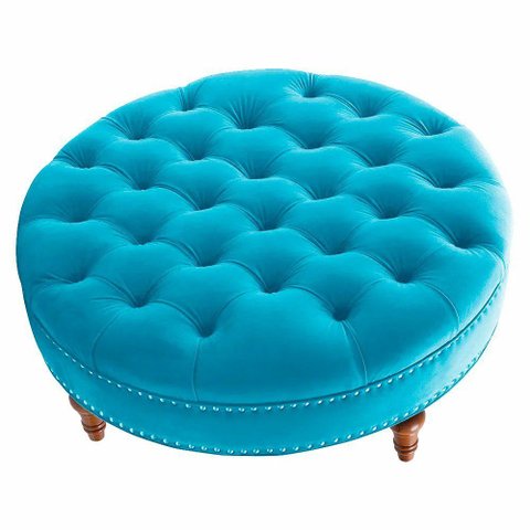 Puff Amara 70 Cm Suede Slk Decor Azul Turquesa