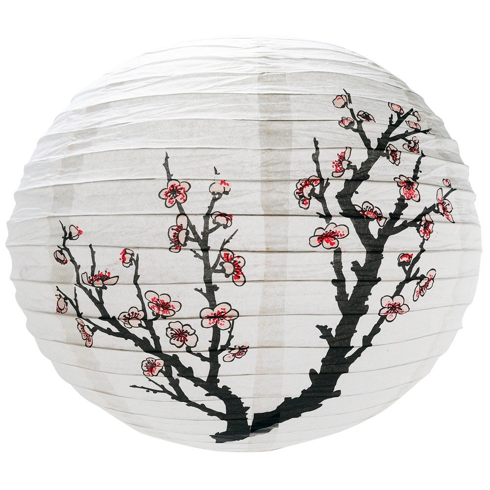 Luminária Japonesa Papel 40 cm Branca Sakura PR MadeiraMadeira