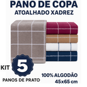 Ver imagem 1 de Kit 5 Pano Prato Copa Atoalhado Xadrez 100% Algodão Colorido
